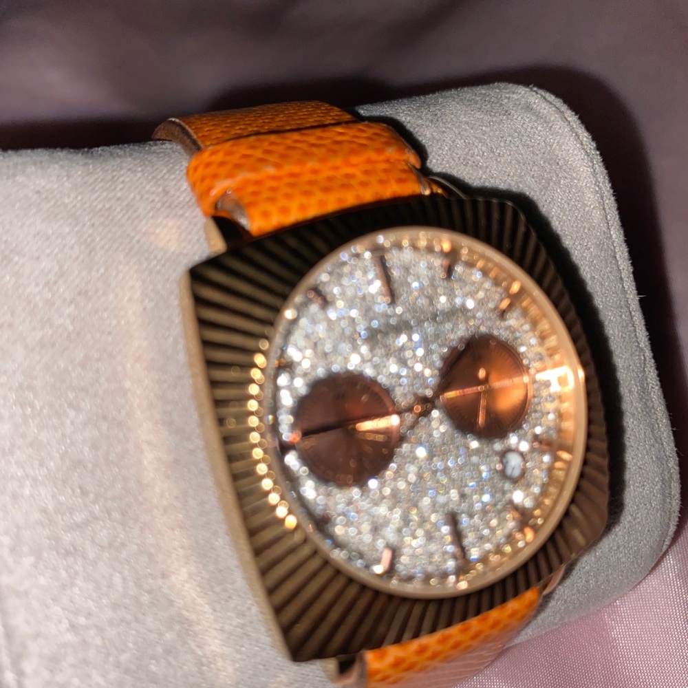 BCBGMaxAzria orange watch with crystals - Picture 3 of 7